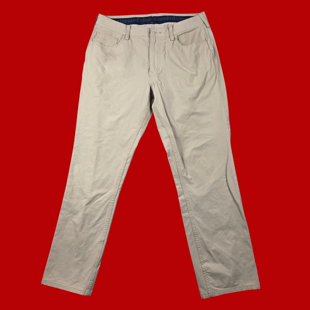 Vineyard Vines Performance Pants Mens 35x30 Khaki Excellent Stretch Breaker
